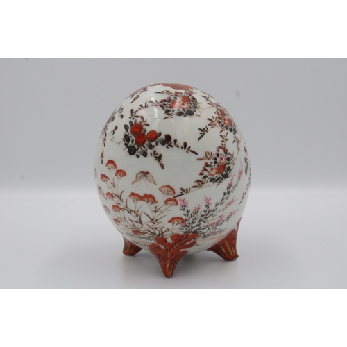 50 - This stunning Japanese egg on a stand, hailing from the Kutani period circa 1900, is a true masterpi... 