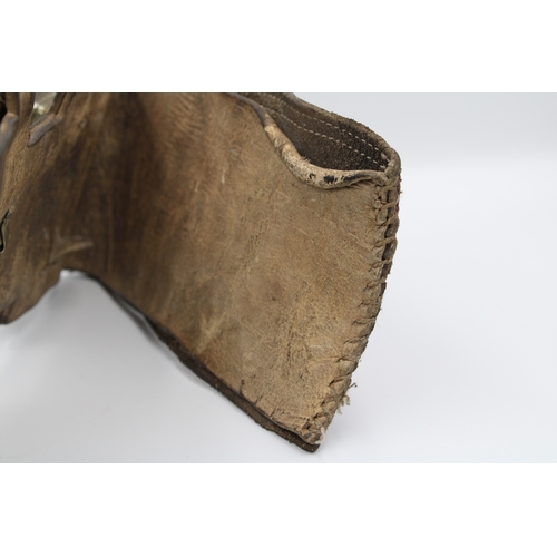 247 - Tibetan Belt Fragment: White Metal on Leather