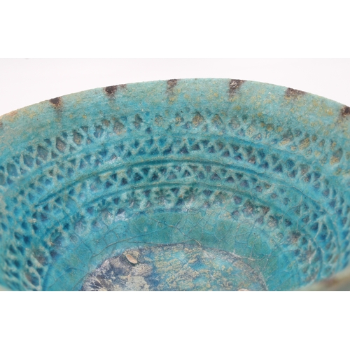 119 - This 12th-century Kashan ware bowl, resplendent in its turquoise glaze, is in remarkable condition. ... 