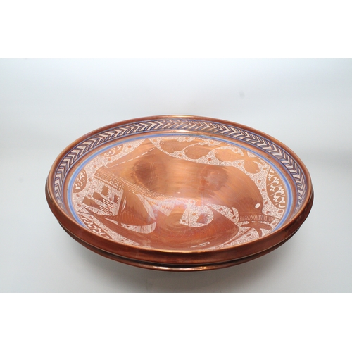 305 - Introducing our exquisite Spanish large plate, crafted from lustrous ceramic in a stunning orange/go... 