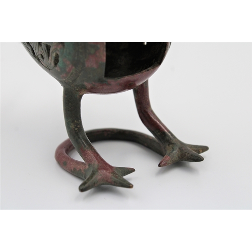 127 - RARE Seljuk Bronze Bird Incense Burner: Behold this remarkable Seljuk bronze bird incense burner, a ... 