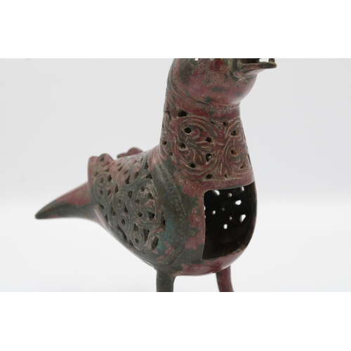 127 - RARE Seljuk Bronze Bird Incense Burner: Behold this remarkable Seljuk bronze bird incense burner, a ... 