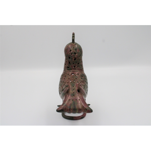 127 - RARE Seljuk Bronze Bird Incense Burner: Behold this remarkable Seljuk bronze bird incense burner, a ... 