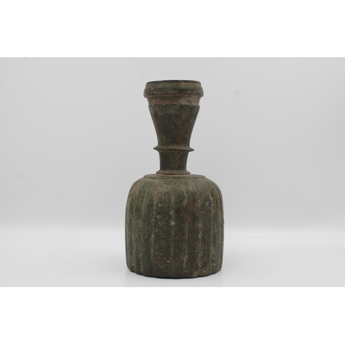 129 - 12th Century Persian Bronze Perfume Bottle (18cm): This remarkable artefact is a 12th-century Persia... 