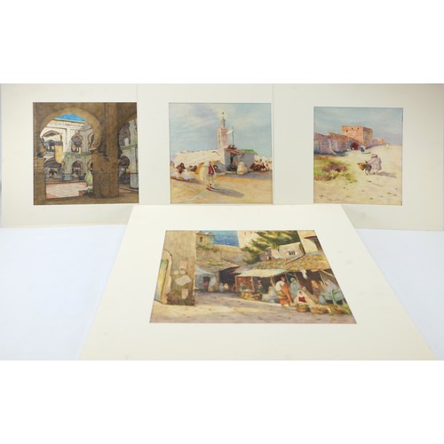 58 - 4 Middle-Eastern Paintings of Street Scenes  

Height:  Approximately 33.4cm 
Length: Approximately ... 