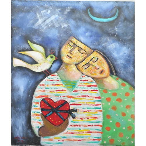 110 - An Iraqi Painting of Man and Woman in Love
Saddi Dawoud, 2015

All our works of art have been carefu... 