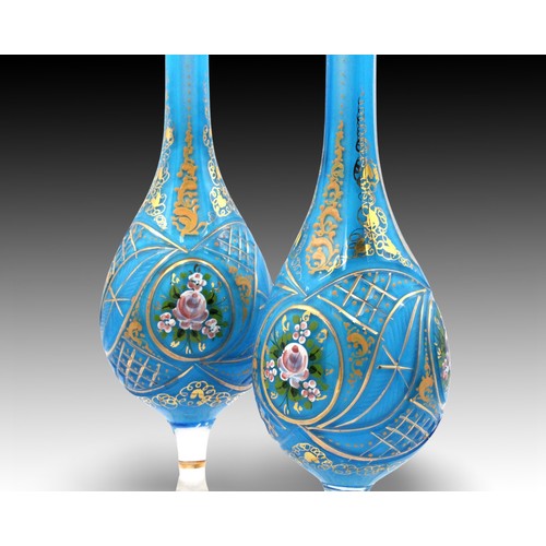 122 - A Pair of Hand Painted Blue Glass Perfume Bottles from the Early 20th Century

Length: Approximately... 