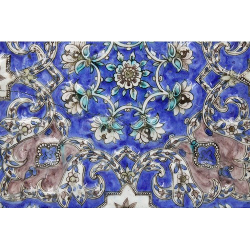 125 - An Islamic Qajar Tile with Beautiful Floral Artwork on a Blue Background

Height: Approximately 24.5... 