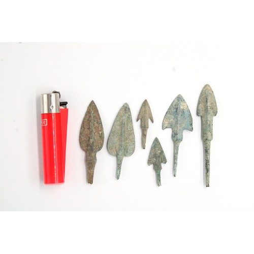 150 - A Lot of 6 Luristan Bronze Arrowheads from 2000 BC - 1200 BC