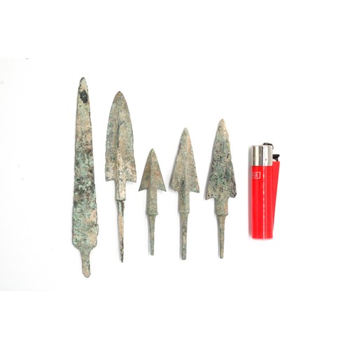 153 - A Lot of 5 Luristan Bronze Arrowheads from 2000 BC - 1200 BC