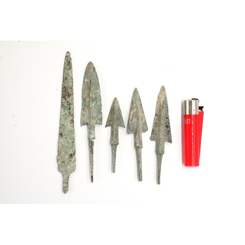 153 - A Lot of 5 Luristan Bronze Arrowheads from 2000 BC - 1200 BC