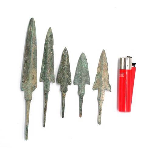 155 - A Lot of 5 Luristan Bronze Arrowheads from 2000 BC - 1200 BC