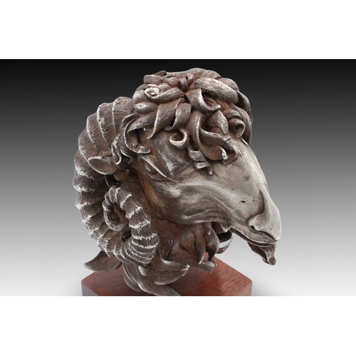 170 - A Possible Ancient Silver Ram Head Chiseled and Cut by Hand in the Style of the Hellenistic Period o... 