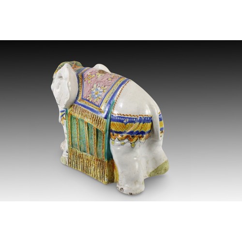 230 - A Chinese Elephant made for the Indian Market in the Qing Period. 
Possibly used for a lamp due to t... 