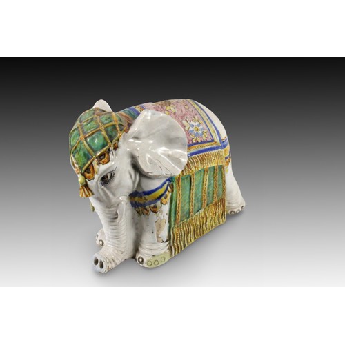 230 - A Chinese Elephant made for the Indian Market in the Qing Period. 
Possibly used for a lamp due to t... 