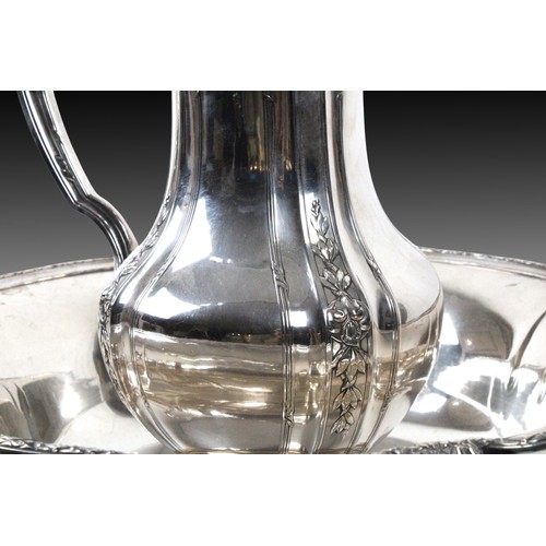 412 - A Silver Plated Large Set of Ewer and Basin 

Height of Ewer: Approximately 36cm
Diameter of Basin: ... 