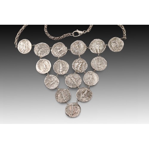 425 - A Roman Silver Coin Necklace consisting of 16 Silver Roman Denarius from Circa mid-2nd Century A.D