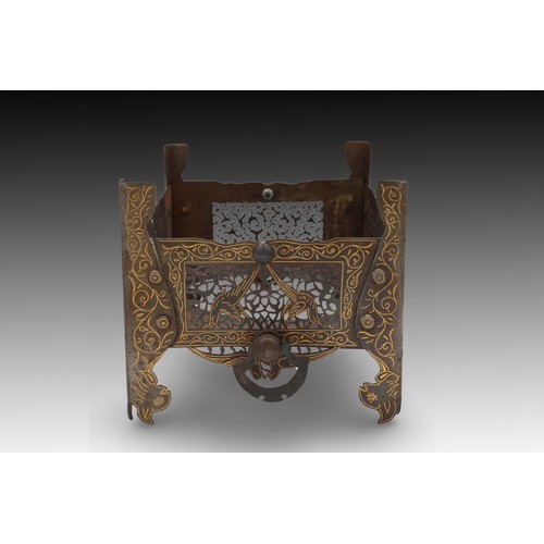 116 - A Persian Coal Burner with Intricate Gold Inlay and Stunning Metalwork