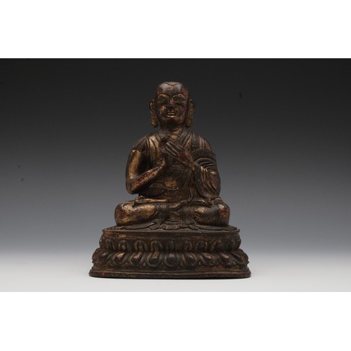 176 - A Chinese Tibetan Bronze Gilted Buddhist Statue.

H: Approximately 19.5cm
L: Approximately 15cm