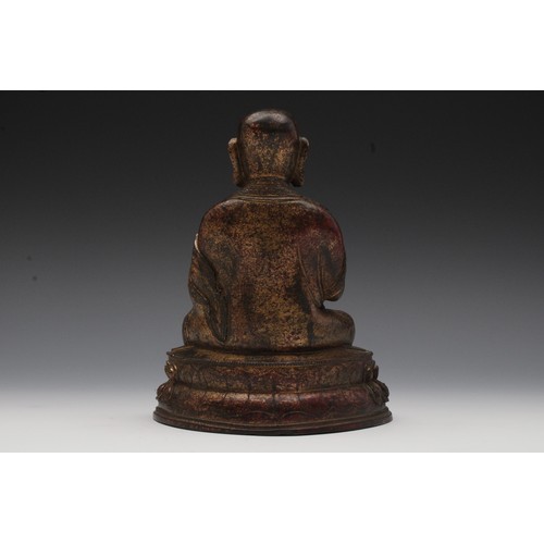 176 - A Chinese Tibetan Bronze Gilted Buddhist Statue.

H: Approximately 19.5cm
L: Approximately 15cm