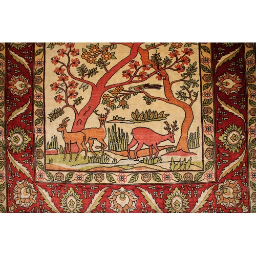 136 - An Islamic Turkish Handmade Signed Hereke Silk Prayer Rug.

L: Approximately 93cm
W: Approximately 6... 