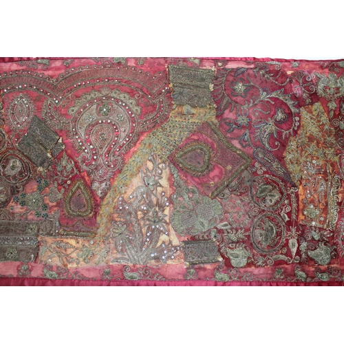 166 - An Indian Silver Threaded Table Cover.

L: Approximately 224cm
W: Approximately 47.5cm