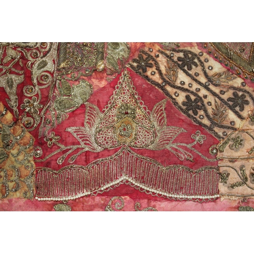 166 - An Indian Silver Threaded Table Cover.

L: Approximately 224cm
W: Approximately 47.5cm