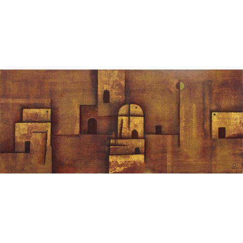 114 - An Islamic Acrylic and Gouache Painting on Canvas.

'Divided Moon'
2001
Painting by Vaseem Mohammed
... 