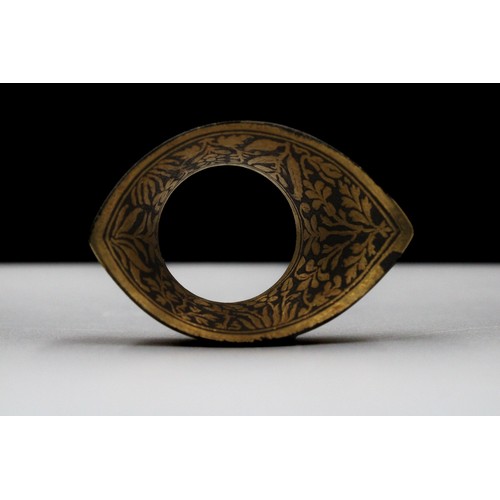 169 - An Indian Iron Thumb Ring with Gold Inlay.

Ring Size: US12.5/ UK28