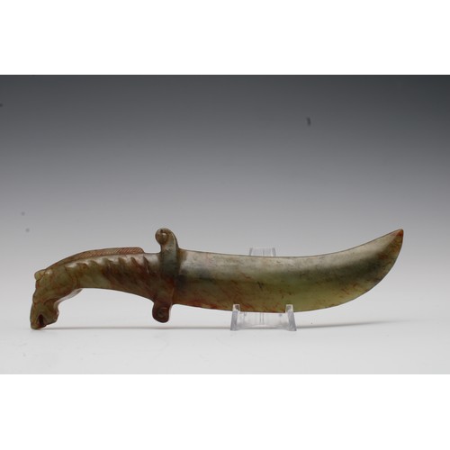 357 - A Chinese Green Jade Dagger.

L: Approximately 16cm