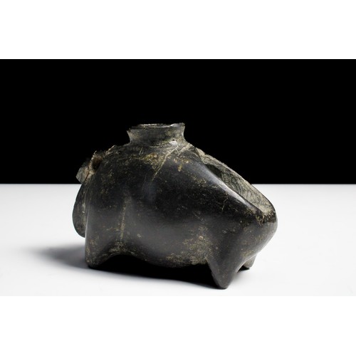 422 - A Black Stone Steatite Vessel in the Form of a Bull in the Style of Mesopotamia of the 2nd Millenniu... 