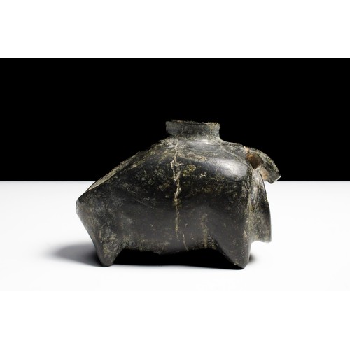 422 - A Black Stone Steatite Vessel in the Form of a Bull in the Style of Mesopotamia of the 2nd Millenniu... 