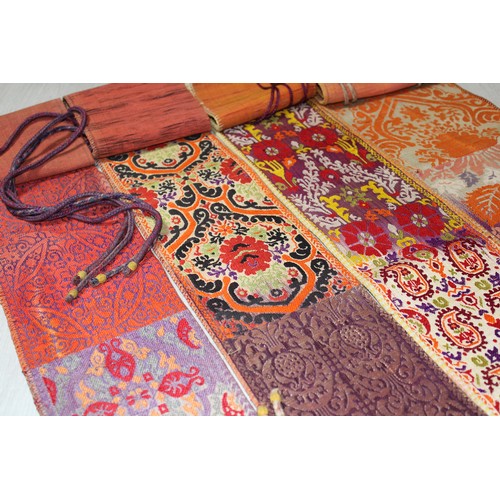 63 - A Lot of 4 Moroccan Scroll Silk Ceremony Belts from the 19th Century with Silk String Tassels. 

App... 