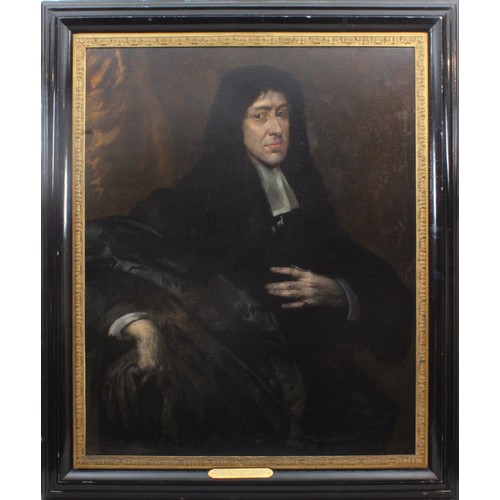 120 - A Portrait of King Charles II by Pieter Borsseler (Dutch, 1640–1731) in a black coat and black silk ...