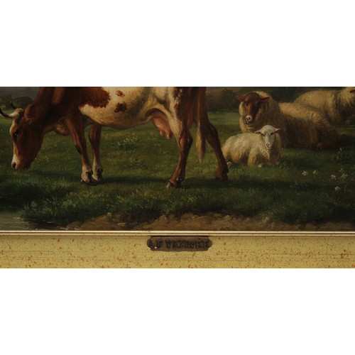 121 - A Louis-Pierre Verwee Belgium(1807-1877) 'Cow and Sheep’s in Landscape'  Oil on Canvas Painting. 
Si... 