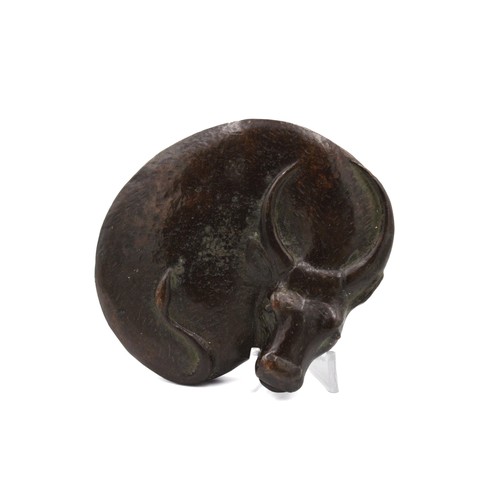 329 - A Chinese Copper Carved Figure of an Ox Cow.

L: Approximately 9cm