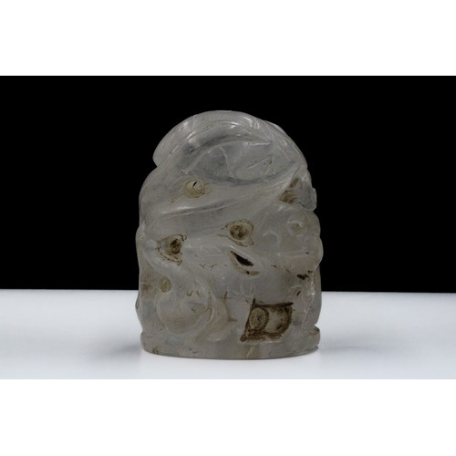 333 - A Chinese Crystal Top Hat Button Depicting Animals.

H: Approximately 6cm