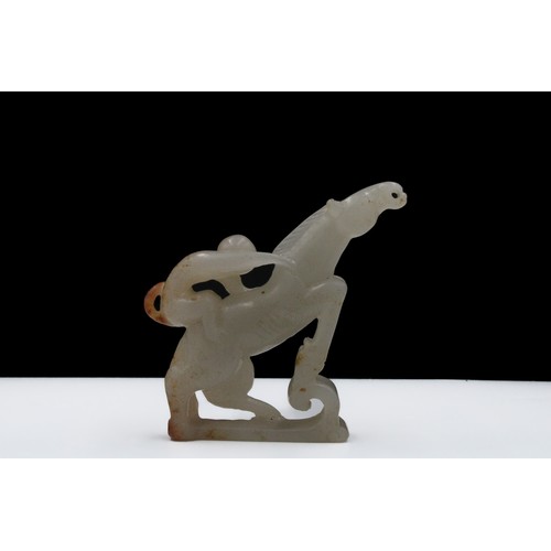 386 - A Rare Chinese Jade Hand Carved Figure of a Monkey on the Back of a Horse.

H: Approximately 5.5cm