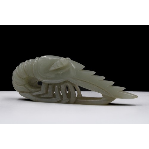 387 - A Chinese Hand Carved Jade Figure of a Shrimp.

L: Approximately 10cm