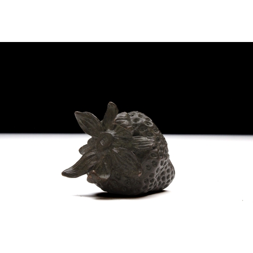 394 - A Japanese Bronze Okimono Figure of a Strawberry.

H: Approximately 5.9cm