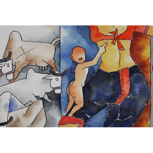 123 - An Indian Watercolour on Paper by M F Husain.

Size: 29.5 X 22 inch

Provenance: 

Collection London