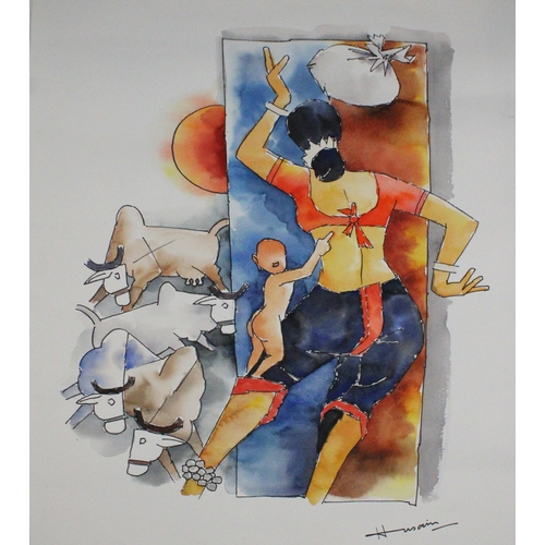 123 - An Indian Watercolour on Paper by M F Husain.

Size: 29.5 X 22 inch

Provenance: 

Collection London