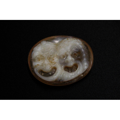 430 - A Roman Cameo of the Ancient Theatre Mask of Tragedy and Comedy from the 1st Century A.D.

L: Approx... 