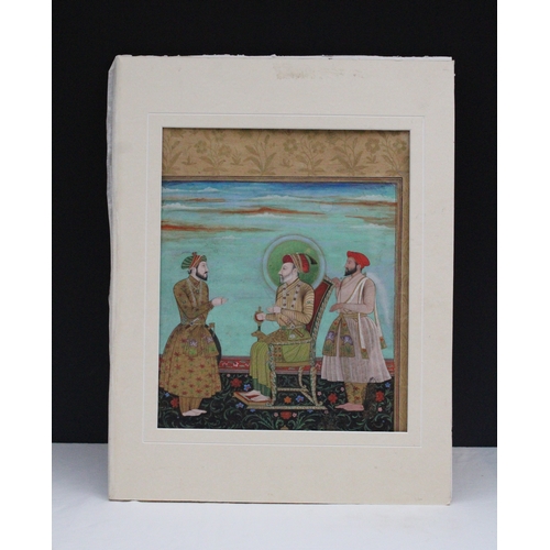 127 - An Indian Painting Depicting Mughal School Emperor Shah Jahan Receiving a Nobleman.

Size: 34.4 x 24... 