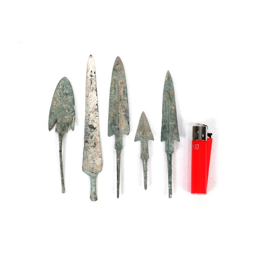 163 - A Lot of 5 Luristan Bronze Arrowheads from 2000 BC - 1200 BC