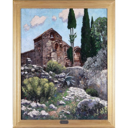 460 - Sir Victor Wellesley (1876-1954). Oil on Canvas.  Title; A Convent at Daphne near Athens, Greece. Si... 