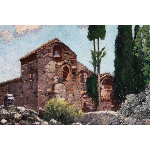 460 - Sir Victor Wellesley (1876-1954). Oil on Canvas.  Title; A Convent at Daphne near Athens, Greece. Si... 