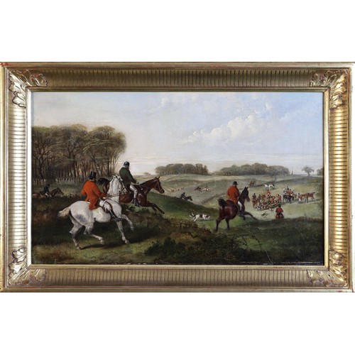 461 - A Late 19th- Early 20th Century Hunting Scene by  CHARLES WALLER SHAYER (1826-1914, British). 'Oil o... 