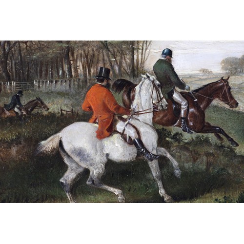 461 - A Late 19th- Early 20th Century Hunting Scene by  CHARLES WALLER SHAYER (1826-1914, British). 'Oil o... 