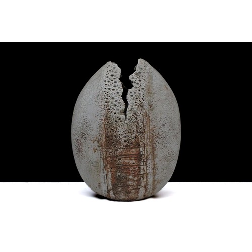 502 - ALAN WALLWORK (1931-2019). A large Split Form Vase, Stoneware with Rubbed Glaze, Picked with Iron St... 